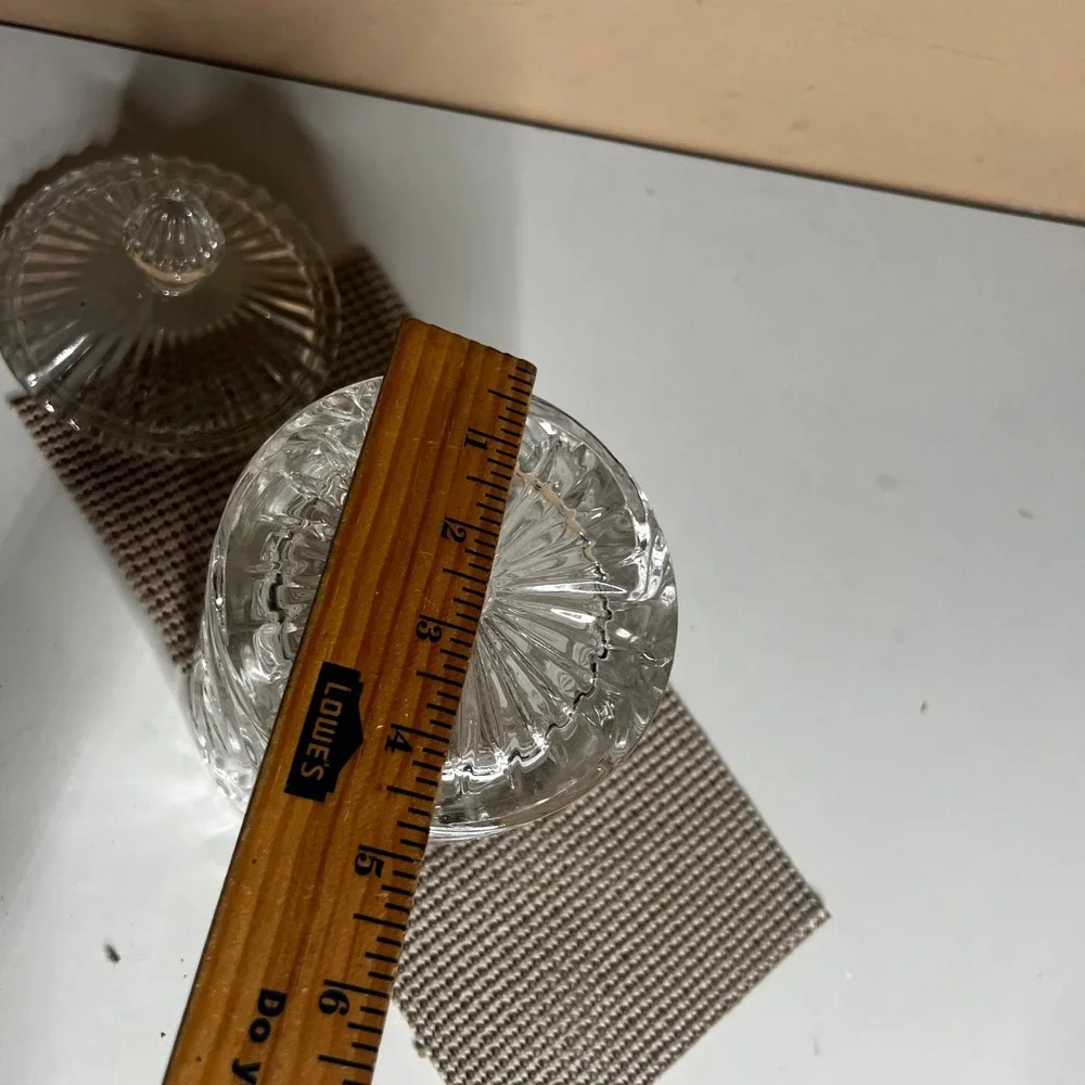 Vintage Clear Cut Crystal Pinwheel Star Glass Biscuit Jar Candy Dish with Lid